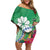 Marshall Islands Kwajalein Atoll Off Shoulder Short Dress Curves Polynesian Mix Tropical Flowers