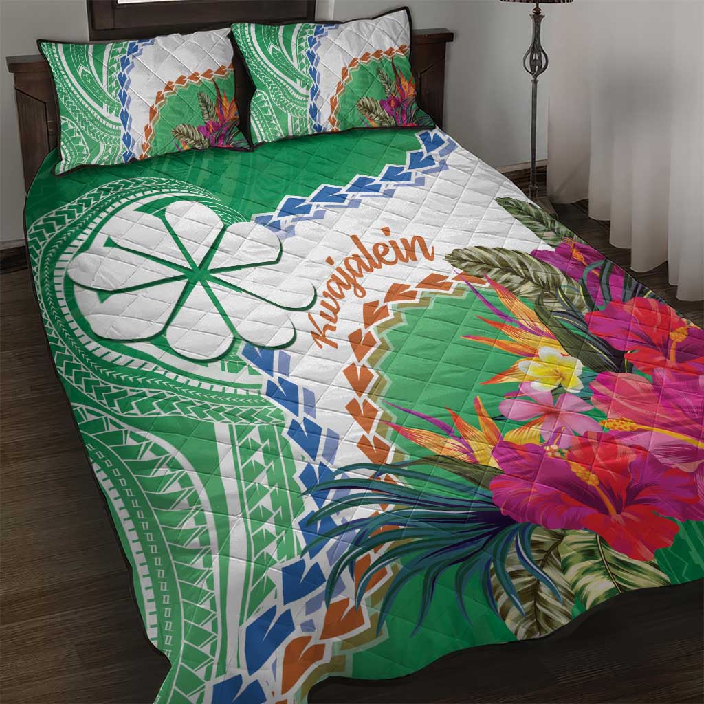 Marshall Islands Kwajalein Atoll Quilt Bed Set Curves Polynesian Mix Tropical Flowers LT14 Green - Polynesian Pride
