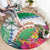 Marshall Islands Kwajalein Atoll Round Carpet Curves Polynesian Mix Tropical Flowers