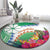 Marshall Islands Kwajalein Atoll Round Carpet Curves Polynesian Mix Tropical Flowers