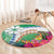 Marshall Islands Kwajalein Atoll Round Carpet Curves Polynesian Mix Tropical Flowers