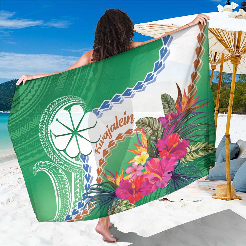 Marshall Islands Kwajalein Atoll Sarong Curves Polynesian Mix Tropical Flowers LT14 One Size 44 x 66 inches Green - Polynesian Pride