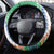 Marshall Islands Kwajalein Atoll Steering Wheel Cover Curves Polynesian Mix Tropical Flowers