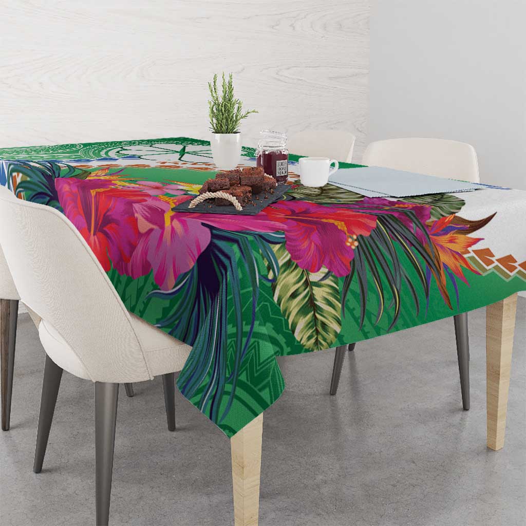 Marshall Islands Kwajalein Atoll Tablecloth Curves Polynesian Mix Tropical Flowers LT14 - Polynesian Pride
