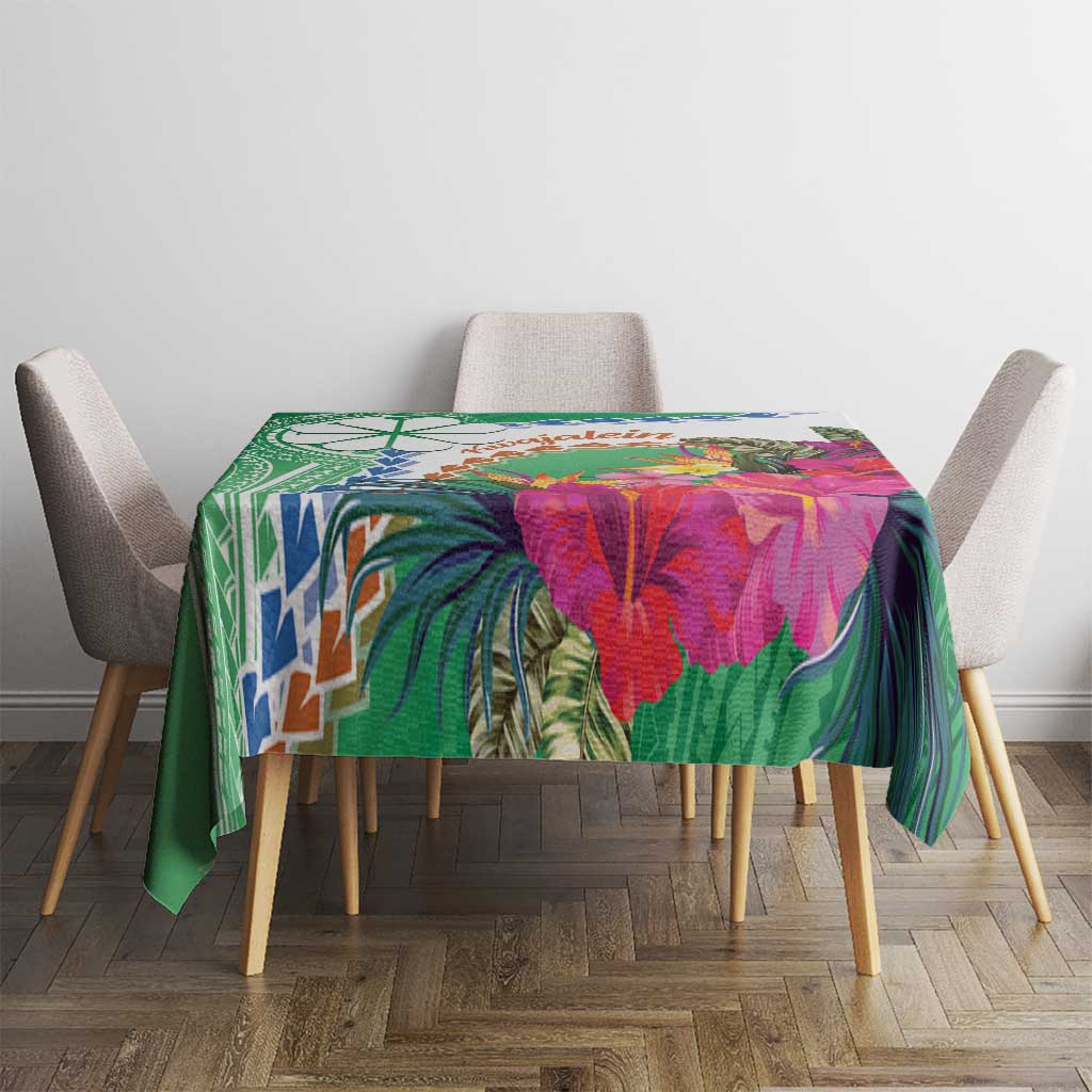 Marshall Islands Kwajalein Atoll Tablecloth Curves Polynesian Mix Tropical Flowers LT14 - Polynesian Pride