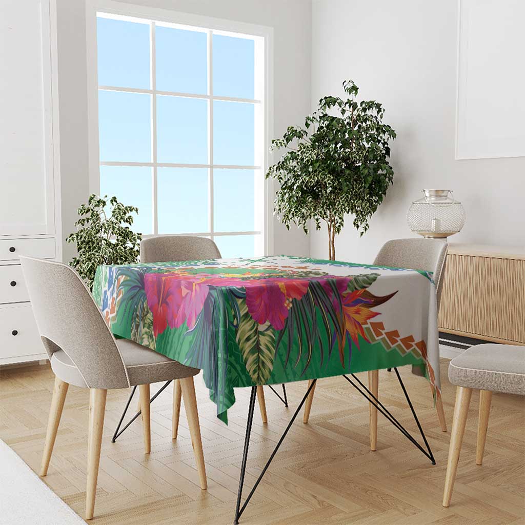 Marshall Islands Kwajalein Atoll Tablecloth Curves Polynesian Mix Tropical Flowers LT14 - Polynesian Pride
