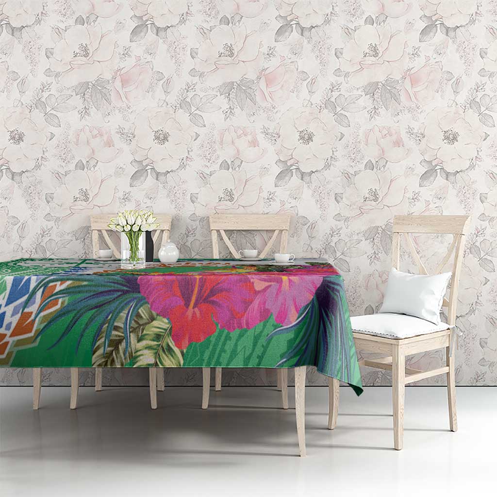 Marshall Islands Kwajalein Atoll Tablecloth Curves Polynesian Mix Tropical Flowers LT14 - Polynesian Pride