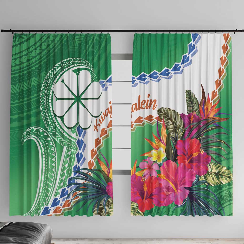 Marshall Islands Kwajalein Atoll Window Curtain Curves Polynesian Mix Tropical Flowers LT14 With Hooks Green - Polynesian Pride