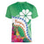 Marshall Islands Kwajalein Atoll Women V-Neck T-Shirt Curves Polynesian Mix Tropical Flowers