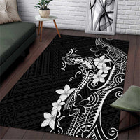 Black Hawaii Area Rug Hammerhead Shark Tattoo Curve Polynesian LT14 Black - Polynesian Pride