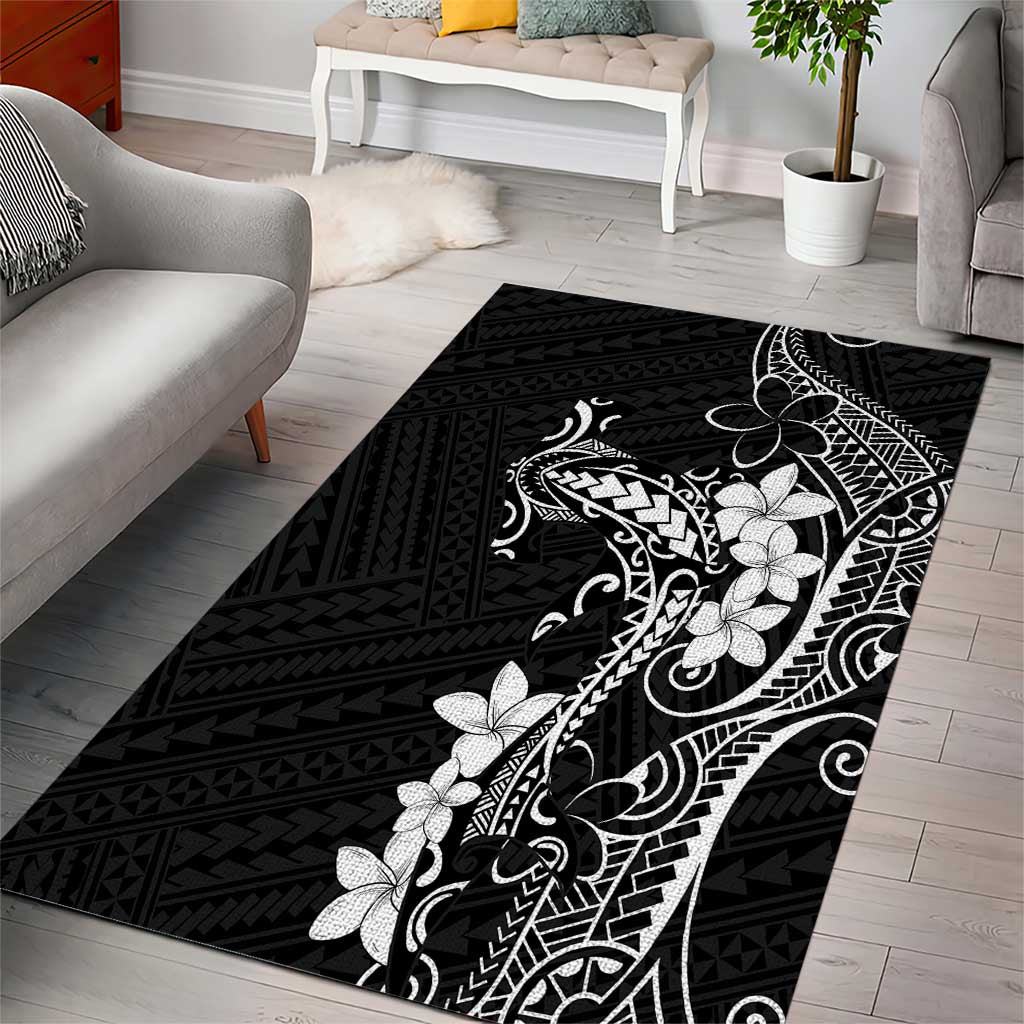 Black Hawaii Area Rug Hammerhead Shark Tattoo Curve Polynesian LT14 - Polynesian Pride