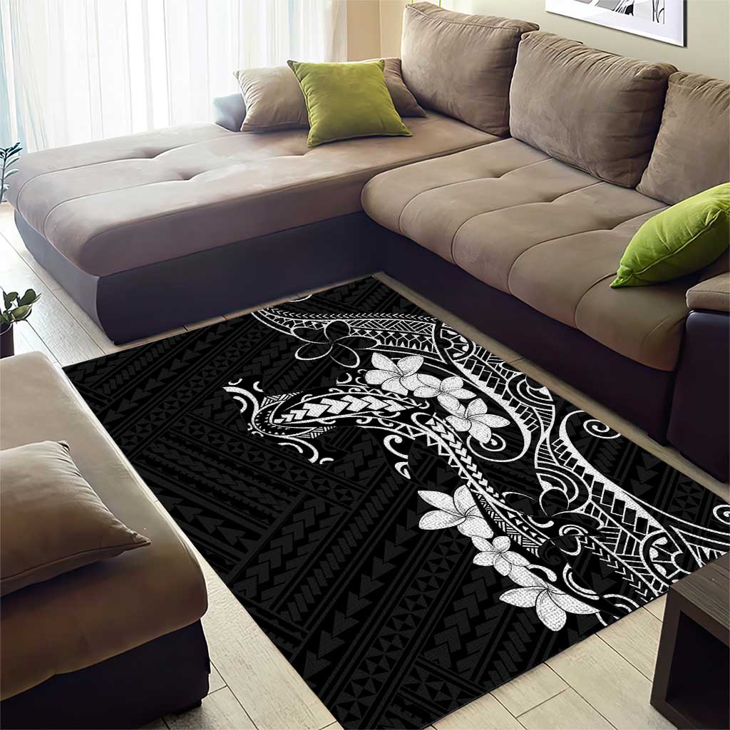 Black Hawaii Area Rug Hammerhead Shark Tattoo Curve Polynesian LT14 - Polynesian Pride