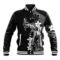 Black Hawaii Baseball Jacket Hammerhead Shark Tattoo Curve Polynesian LT14 Unisex Black - Polynesian Pride