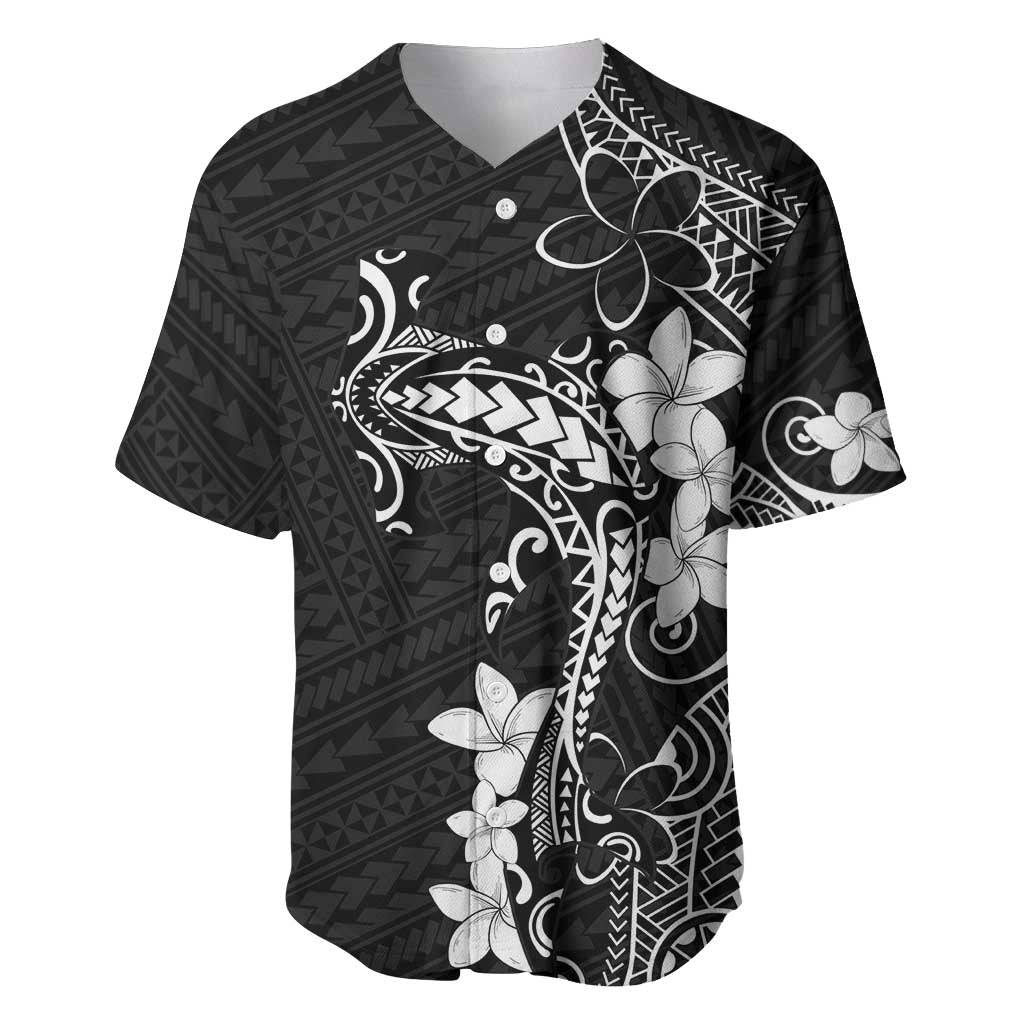 Black Hawaii Baseball Jersey Hammerhead Shark Tattoo Curve Polynesian LT14 Black - Polynesian Pride
