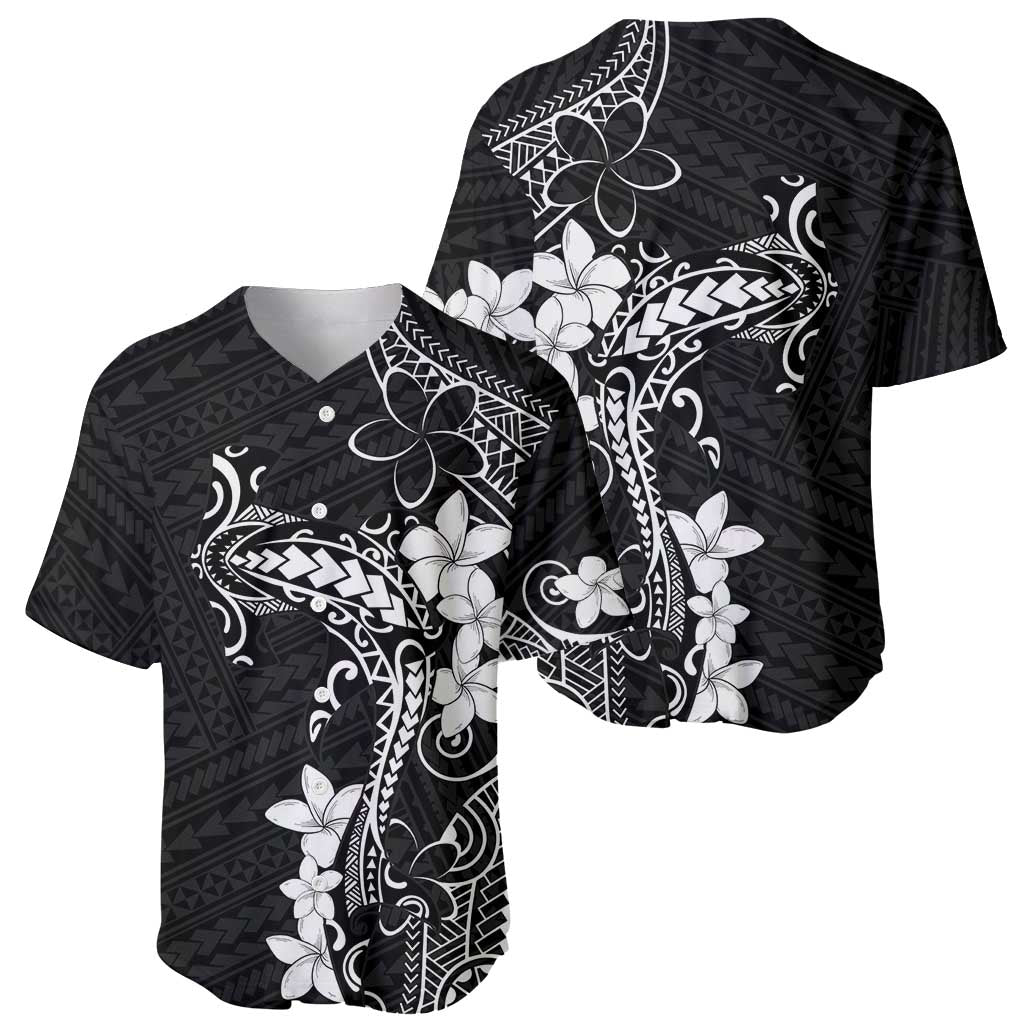 Black Hawaii Baseball Jersey Hammerhead Shark Tattoo Curve Polynesian LT14 - Polynesian Pride