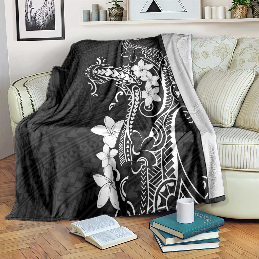 Black Hawaii Blanket Hammerhead Shark Tattoo Curve Polynesian LT14 Black - Polynesian Pride