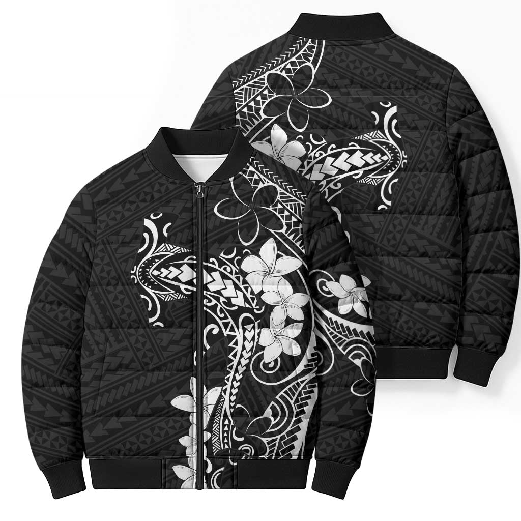 Black Hawaii Bomber Puffer Jacket Hammerhead Shark Tattoo Curve Polynesian LT14 - Polynesian Pride