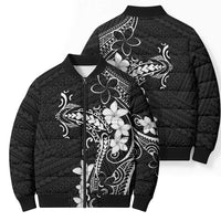 Black Hawaii Bomber Puffer Jacket Hammerhead Shark Tattoo Curve Polynesian LT14 - Polynesian Pride