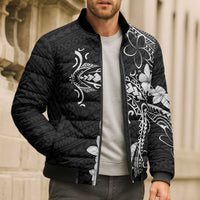 Black Hawaii Bomber Puffer Jacket Hammerhead Shark Tattoo Curve Polynesian LT14 - Polynesian Pride