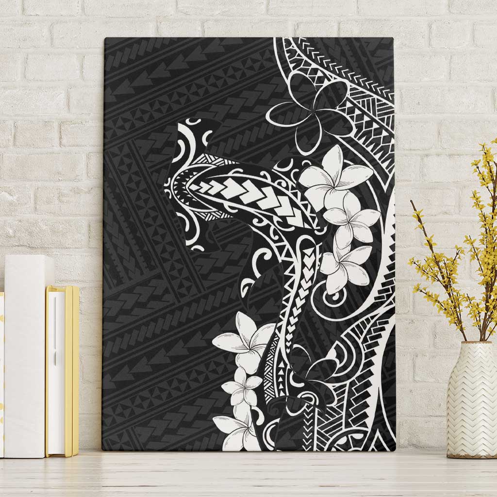Black Hawaii Canvas Wall Art Hammerhead Shark Tattoo Curve Polynesian LT14 Without Frame Black - Polynesian Pride