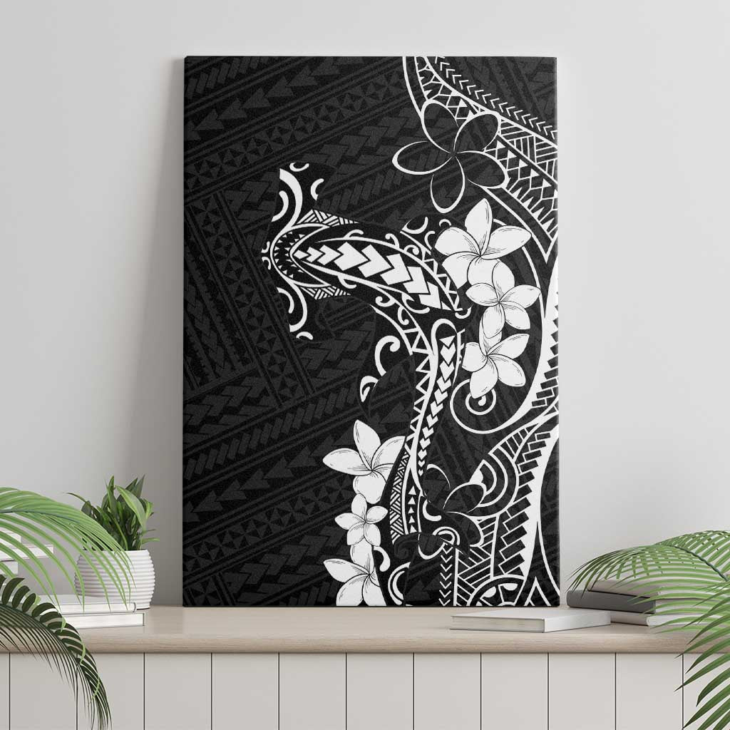 Black Hawaii Canvas Wall Art Hammerhead Shark Tattoo Curve Polynesian LT14 - Polynesian Pride