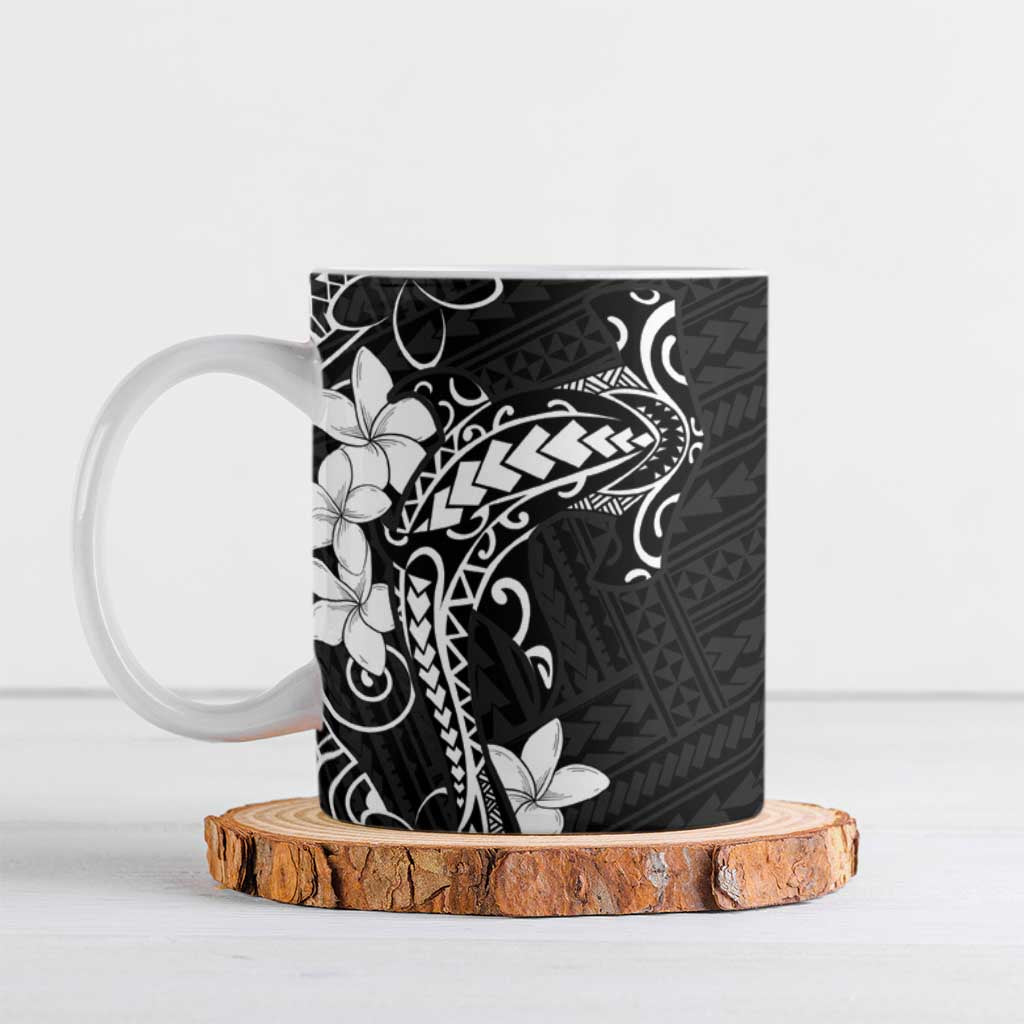 Black Hawaii Ceramic Mug Hammerhead Shark Tattoo Curve Polynesian LT14 Black - Polynesian Pride
