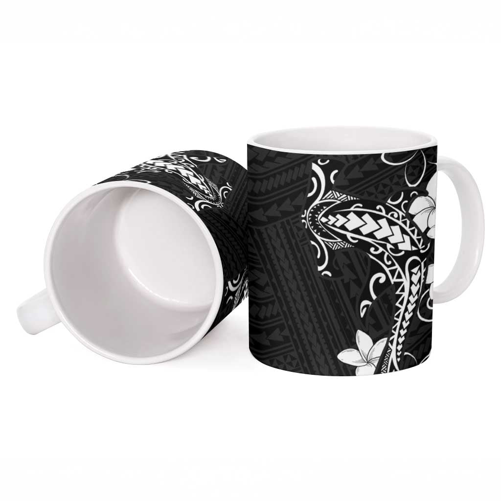 Black Hawaii Ceramic Mug Hammerhead Shark Tattoo Curve Polynesian LT14 - Polynesian Pride