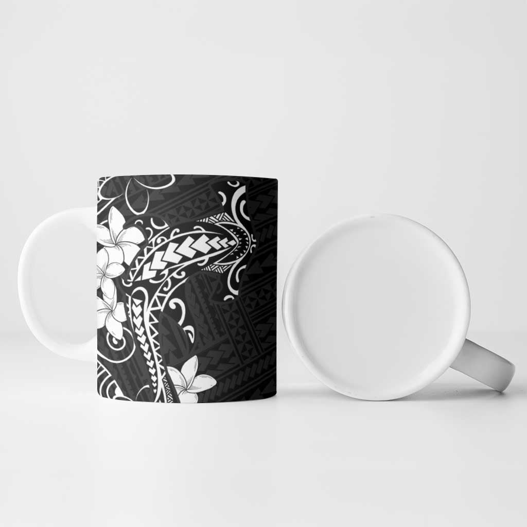 Black Hawaii Ceramic Mug Hammerhead Shark Tattoo Curve Polynesian LT14 - Polynesian Pride