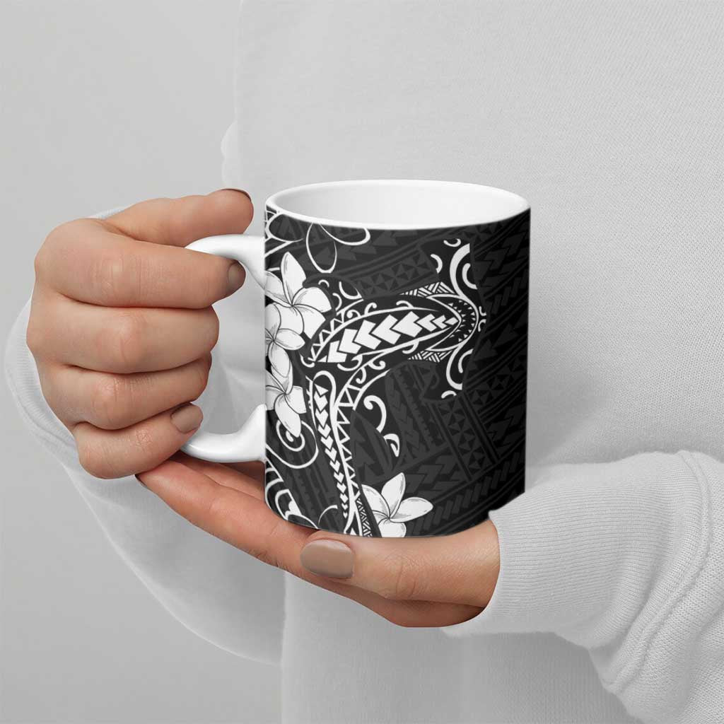 Black Hawaii Ceramic Mug Hammerhead Shark Tattoo Curve Polynesian LT14 - Polynesian Pride