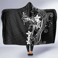 Black Hawaii Hooded Blanket Hammerhead Shark Tattoo Curve Polynesian LT14 One Size Black - Polynesian Pride