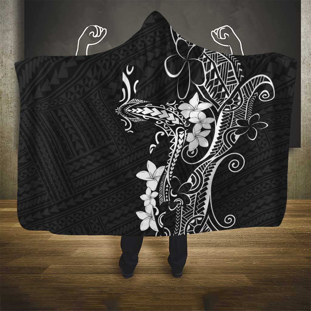 Black Hawaii Hooded Blanket Hammerhead Shark Tattoo Curve Polynesian LT14 - Polynesian Pride