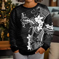 Black Hawaii Kid Ugly Christmas Sweater Hammerhead Shark Tattoo Curve Polynesian LT14 - Polynesian Pride