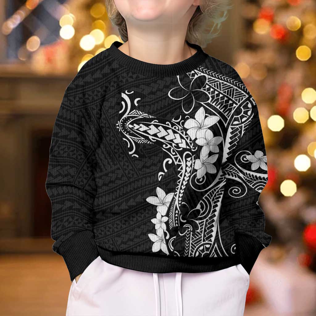 Black Hawaii Kid Ugly Christmas Sweater Hammerhead Shark Tattoo Curve Polynesian LT14 - Polynesian Pride
