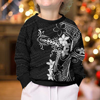 Black Hawaii Kid Ugly Christmas Sweater Hammerhead Shark Tattoo Curve Polynesian LT14 - Polynesian Pride