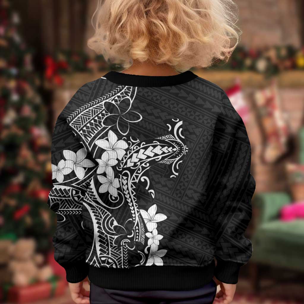 Black Hawaii Kid Ugly Christmas Sweater Hammerhead Shark Tattoo Curve Polynesian LT14 - Polynesian Pride