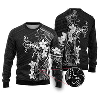Black Hawaii Ugly Christmas Sweater Hammerhead Shark Tattoo Curve Polynesian LT14 Black - Polynesian Pride
