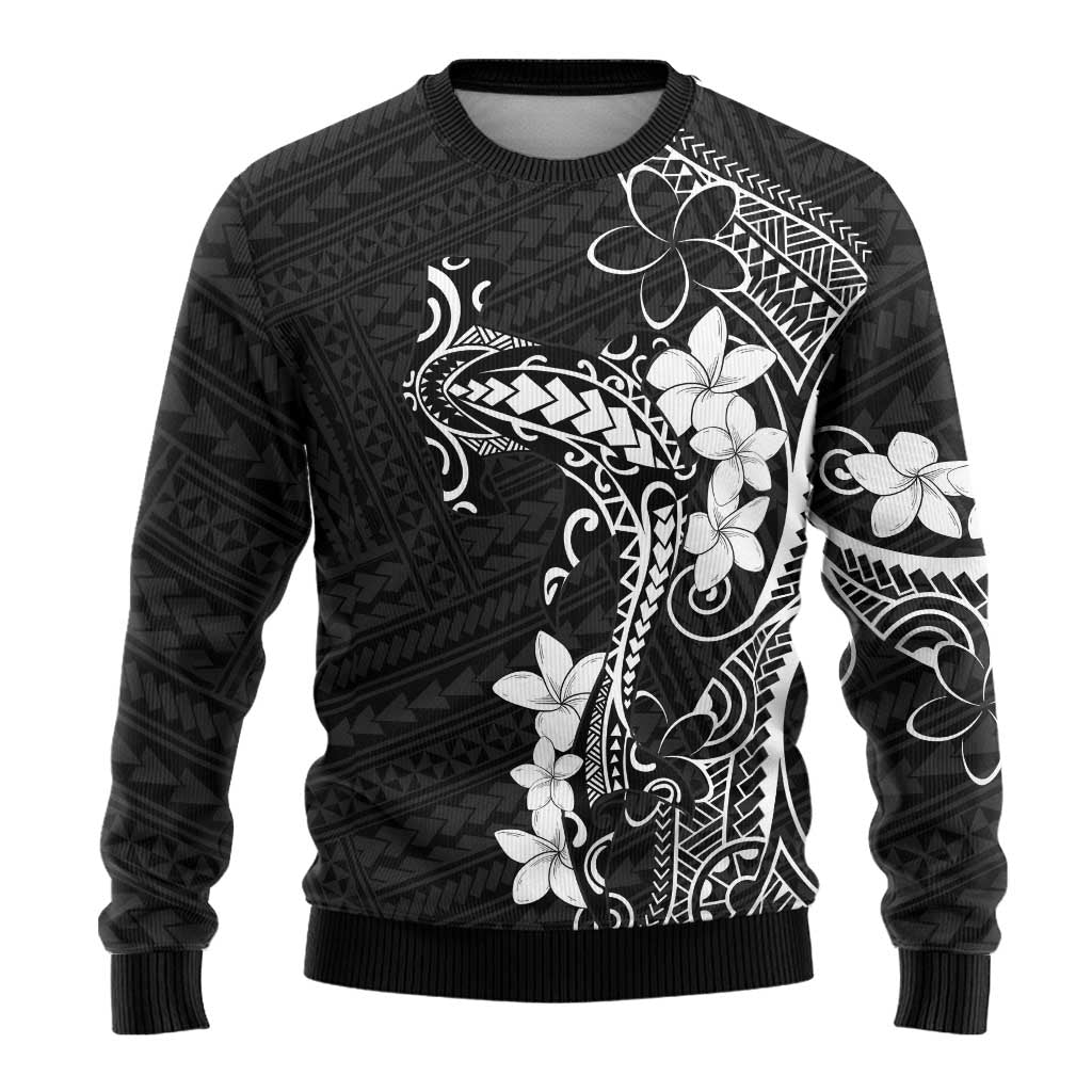 Black Hawaii Ugly Christmas Sweater Hammerhead Shark Tattoo Curve Polynesian LT14 - Polynesian Pride