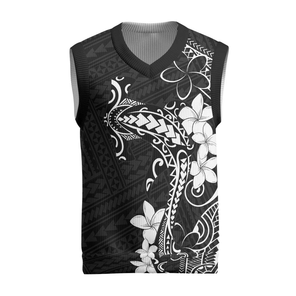 Black Hawaii Christmas Knitted V-Neck Vest Hammerhead Shark Tattoo Curve Polynesian LT14 Black - Polynesian Pride