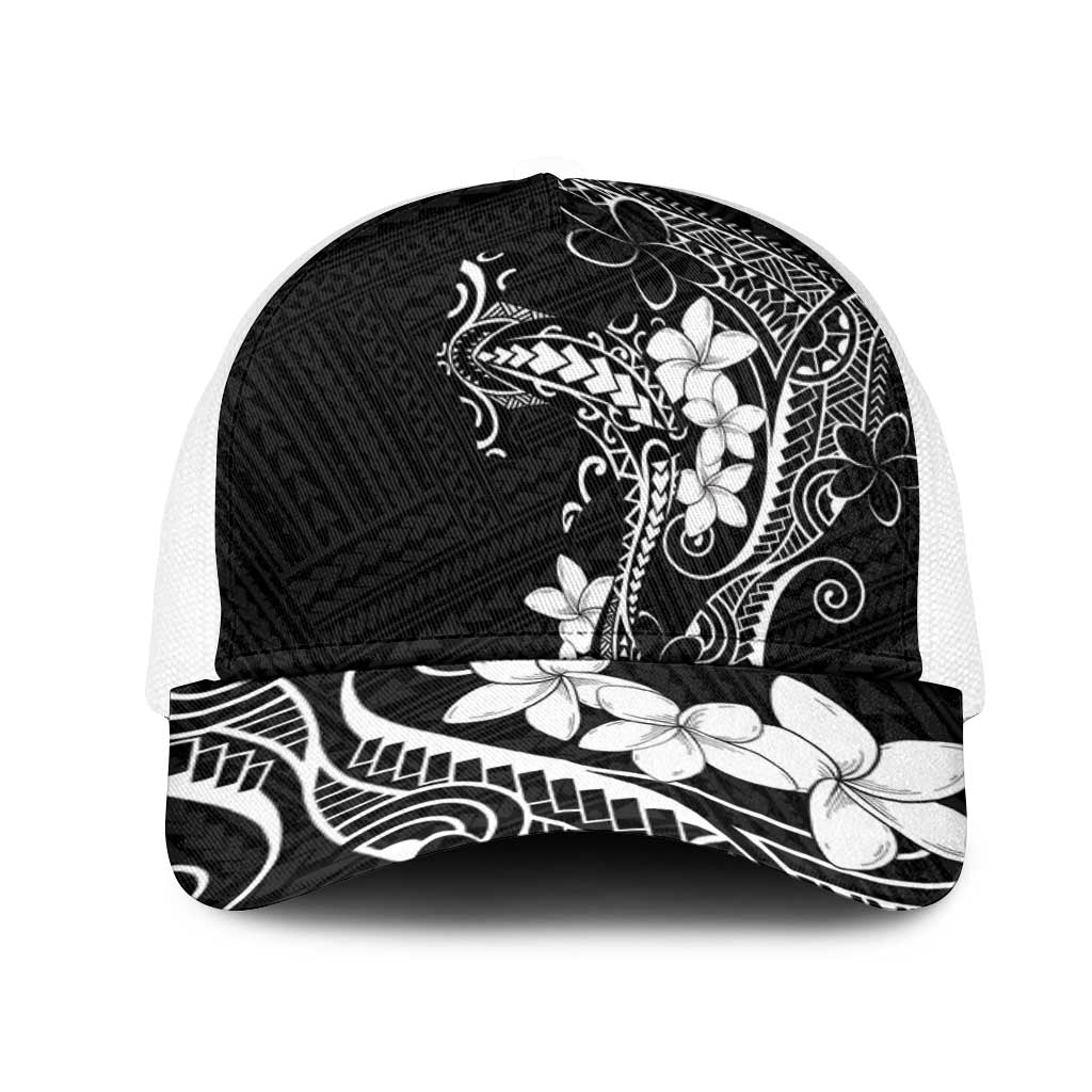 Black Hawaii Mesh Trucker Cap Hammerhead Shark Tattoo Curve Polynesian LT14 One Size White Black - Polynesian Pride