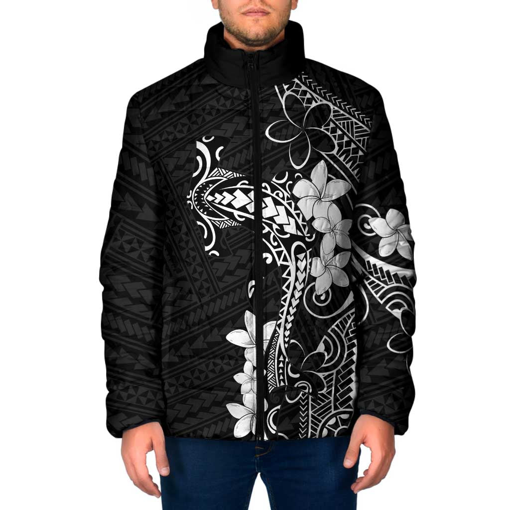Black Hawaii Padded Jacket Hammerhead Shark Tattoo Curve Polynesian LT14 Men Black - Polynesian Pride
