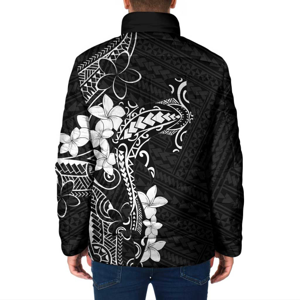 Black Hawaii Padded Jacket Hammerhead Shark Tattoo Curve Polynesian LT14 - Polynesian Pride