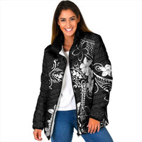 Black Hawaii Padded Jacket Hammerhead Shark Tattoo Curve Polynesian LT14 Women Black - Polynesian Pride