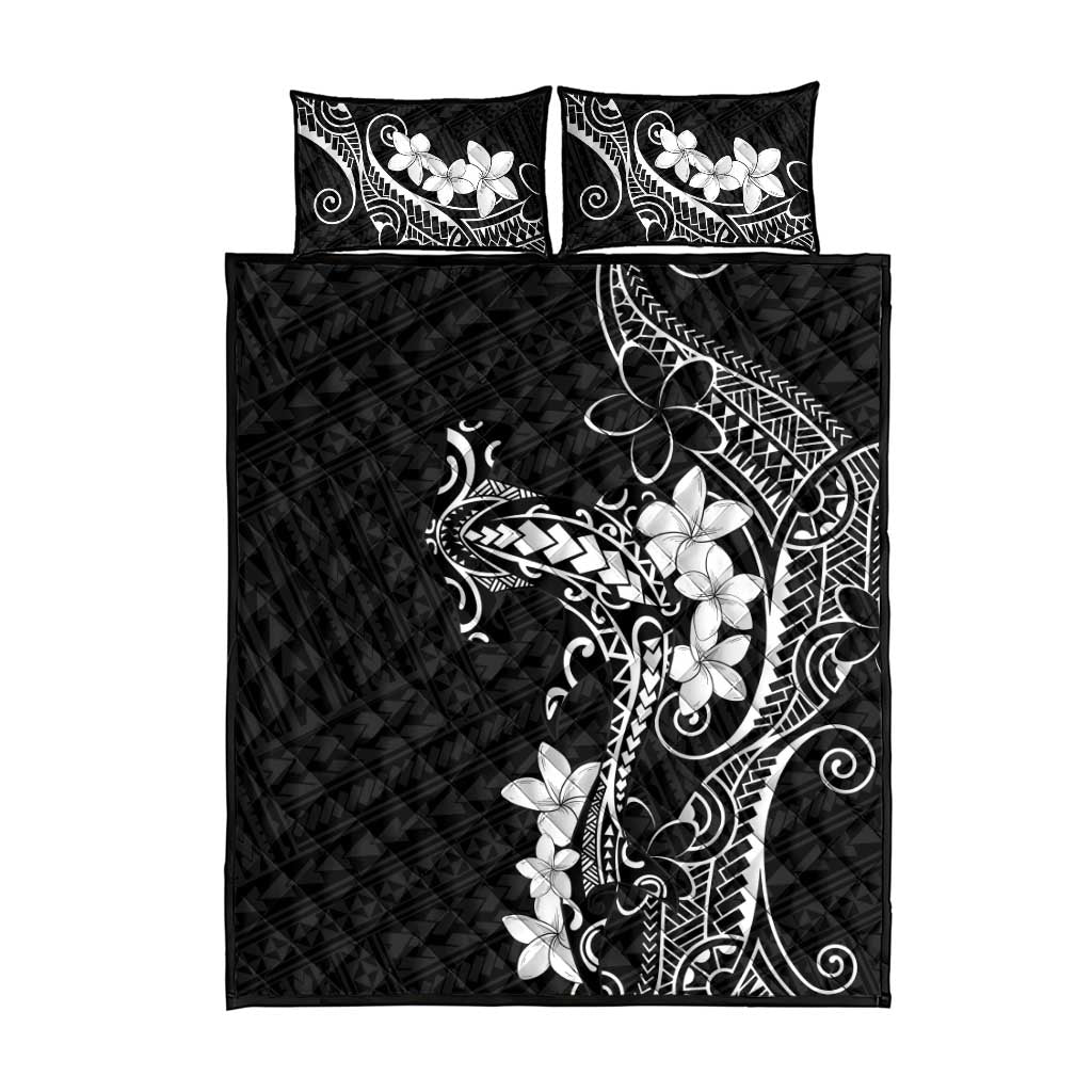Black Hawaii Quilt Bed Set Hammerhead Shark Tattoo Curve Polynesian LT14 - Polynesian Pride