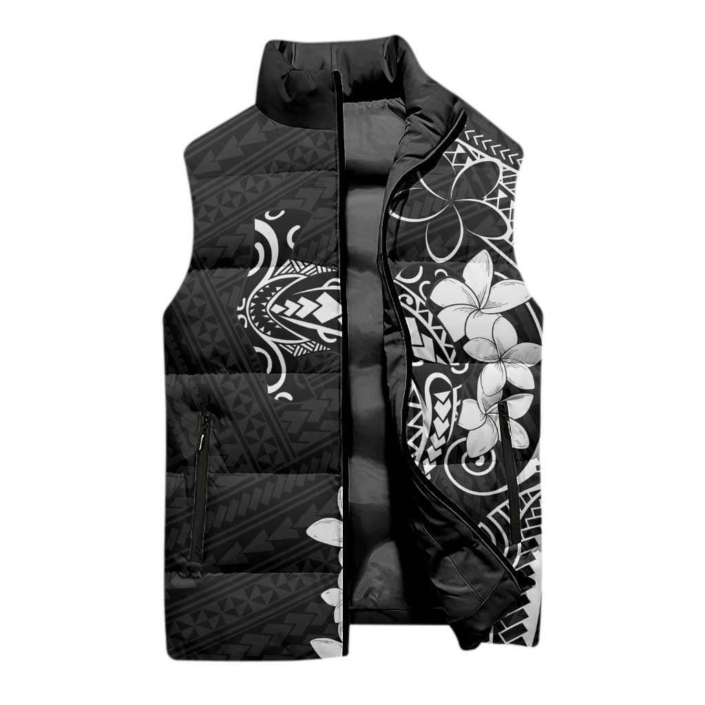 Black Hawaii Sleeveless Puffer Jacket Hammerhead Shark Tattoo Curve Polynesian LT14 - Polynesian Pride