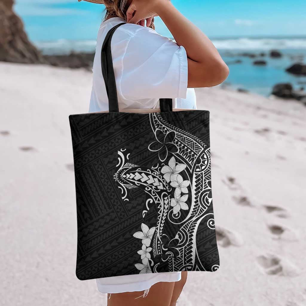 Black Hawaii Tote Bag Hammerhead Shark Tattoo Curve Polynesian LT14 - Polynesian Pride