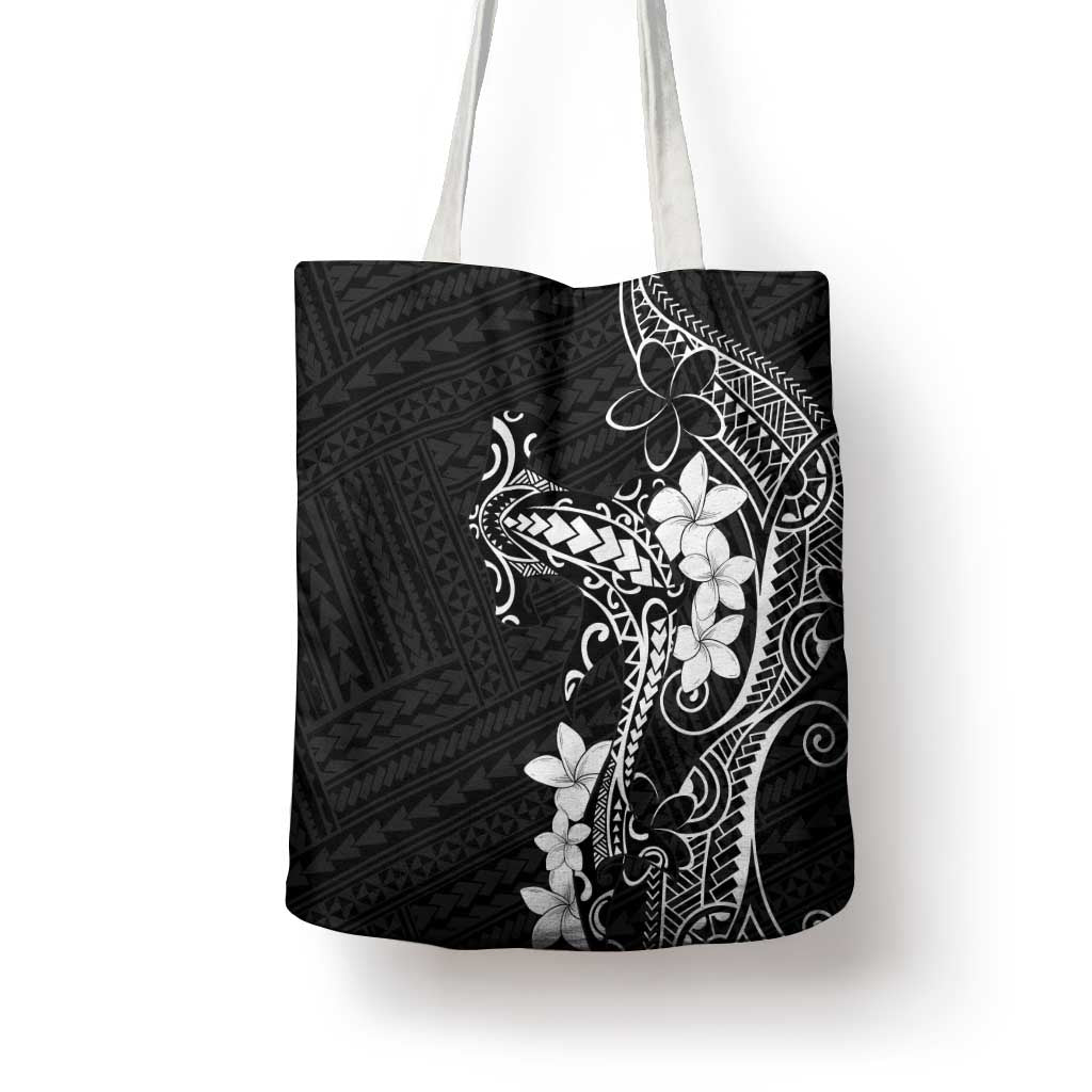 Black Hawaii Tote Bag Hammerhead Shark Tattoo Curve Polynesian LT14 - Polynesian Pride