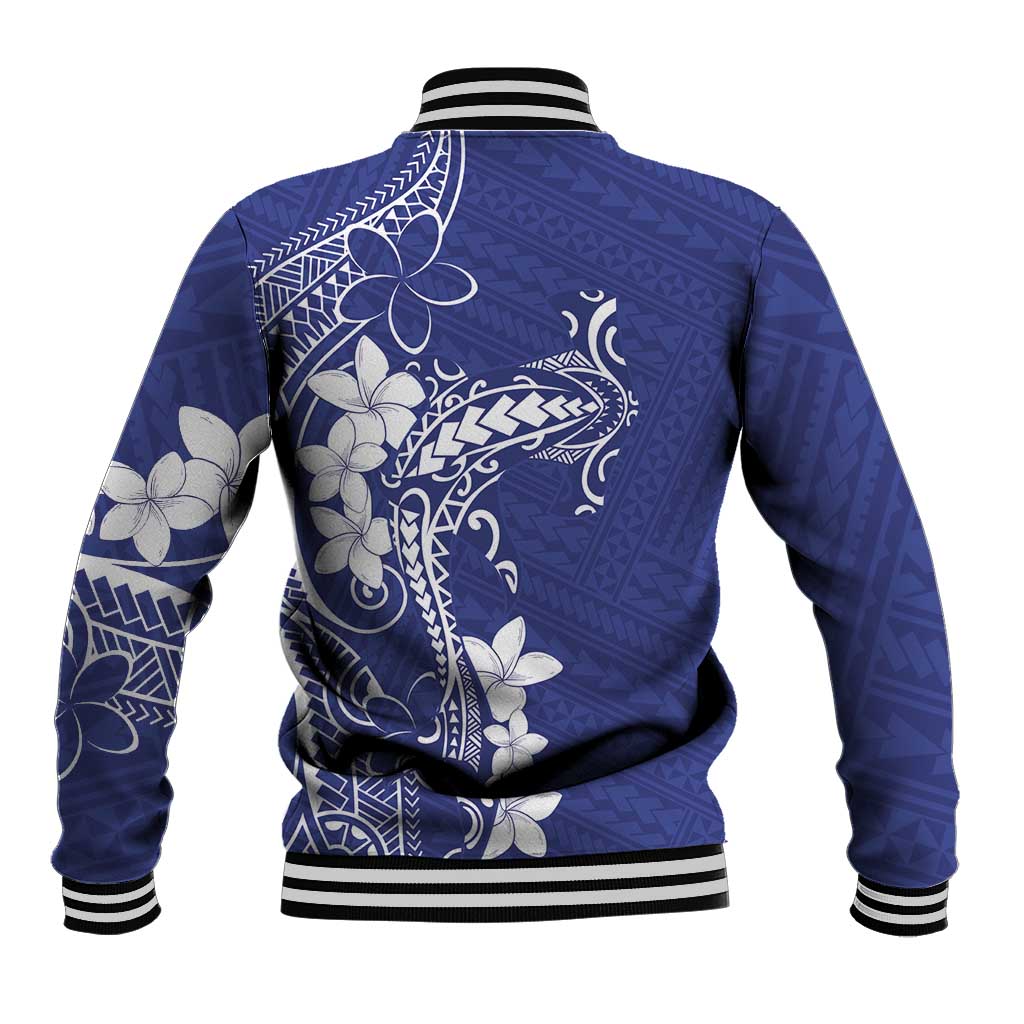 Blue Hawaii Baseball Jacket Hammerhead Shark Tattoo Curve Polynesian LT14 - Polynesian Pride
