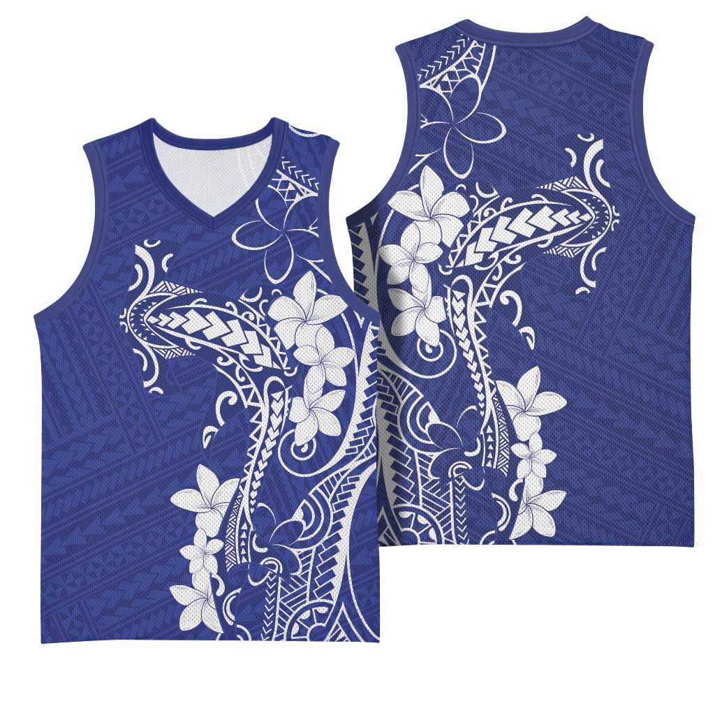 Blue Hawaii Basketball Jersey Hammerhead Shark Tattoo Curve Polynesian LT14 - Polynesian Pride