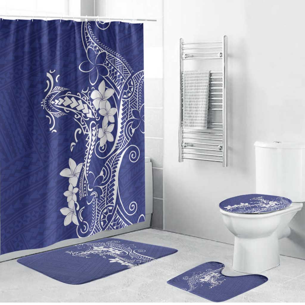 Blue Hawaii Bathroom Set Hammerhead Shark Tattoo Curve Polynesian LT14 Bathroom Set (4 pcs) Blue - Polynesian Pride