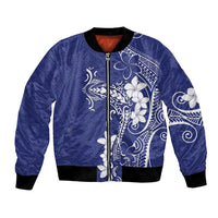 Blue Hawaii Bomber Jacket Hammerhead Shark Tattoo Curve Polynesian LT14 Unisex Blue - Polynesian Pride